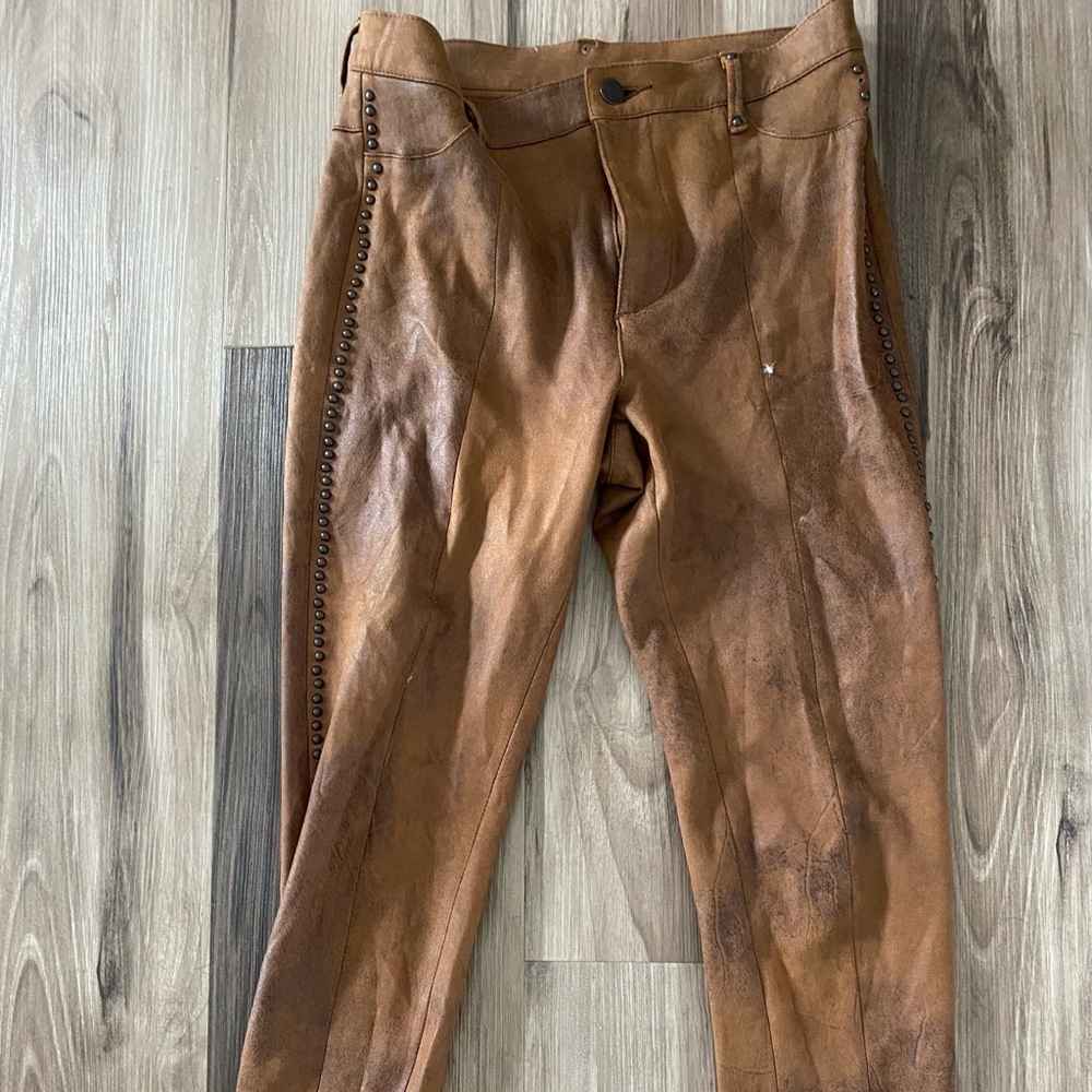 Free people, faux- leather, studded, pants!